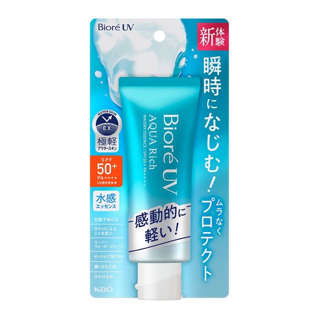 ビオレUV アクアリッチ ウォータリーエッセンス70g｜塗り直し・せっけんでの落とし方と使用前の注意