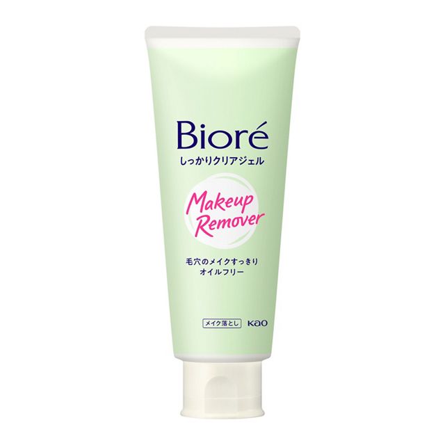 淡い緑色のチューブと下側のキャップ。「Makeup Remover」「メイク落とし」が目印です。 写真：花王。