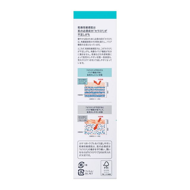 外箱側面のセラミドケアに関する説明。メーカーの説明と有効成分の表示は区別します。写真：花王公式。