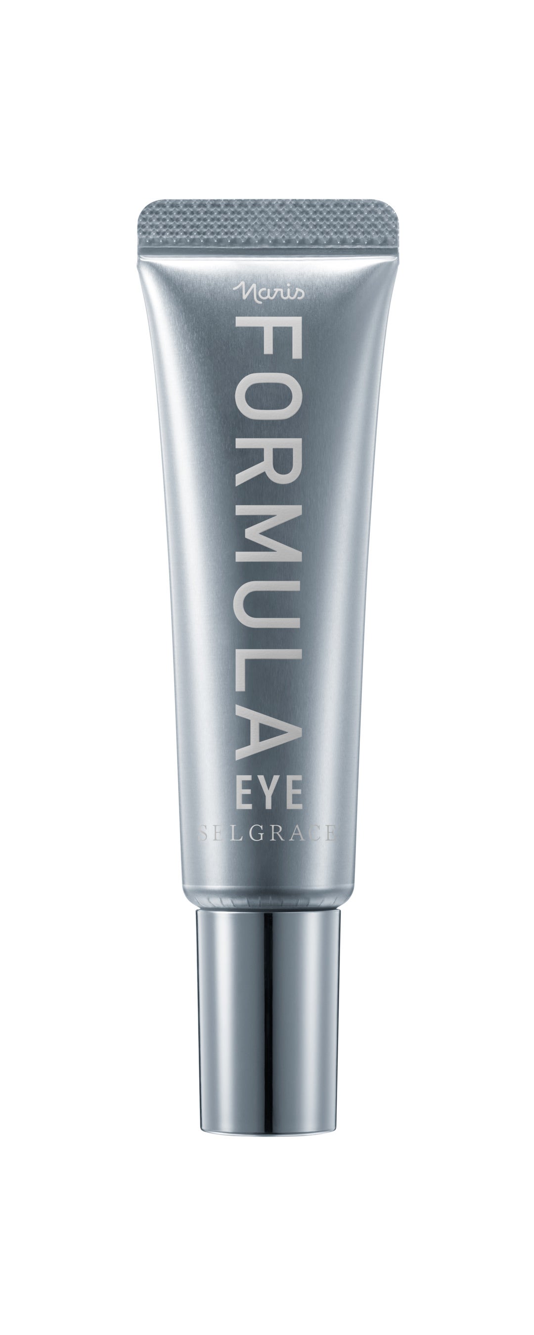 ナリス化粧品の発売発表で20gの製品概要に添えられたFORMULA EYE／SELGRACE表記のチューブ正面写真。別製品の美容液FORMULAとは区別します。